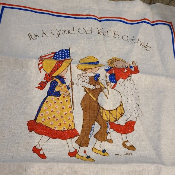 VTG 1976 Linen Calendar Towel "It's a Grand Ole Year to Celebrate" Holly Hobbie - Picture 5 of 8